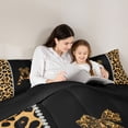 thumbnail image 5 of Feelyou Bowknot Monogrammed A Full Size Comforter Sets for Girl, Leopard Cheetah Print Bedding Comforter Set, Modern Fashion Style Reversible Bedding Sets, Ultra Soft Bedroom Decor, 3 Pieces, 5 of 8