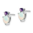 thumbnail image 4 of Auriga Mother's Day Gift 14K White Gold Created Opal and Amethyst Heart Stud Earrings for Women, 4 of 4