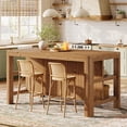 thumbnail image 3 of Finmind  Solid Wood Kitchen Island with Storage Shelves,  63-Inch Farmhouse Island Table with Seating, Counter Height Bar Table for Kitchen, Dining Room, Natural Wood, 3 of 9