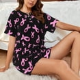 thumbnail image 4 of Fotbe Breast Cancer Awareness Print Pajama Set for Women 2 Piece Loungewear Short Sleeve Tops and Shorts Set Soft Sleepwear-XX-Large, 4 of 7