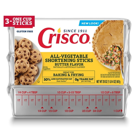 Crisco Butter Flavor All-Vegetable Shortening Sticks, 20 oz, 3 One Cup Sticks pack of 1