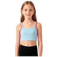 thumbnail image 3 of WUANDIXFA Cute Bras for Teens Girls Sports Bras Cross Back Training Bras for Girls Padded Scoop Neck for Kids Teens Athletic Yoga Dance Crop Top,Light Blue,13-14 Years, 3 of 5