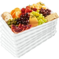 Plastic Serving Trays - Serving Platters Rectangle 9X13 Disposable Party Dish 8 White Trays