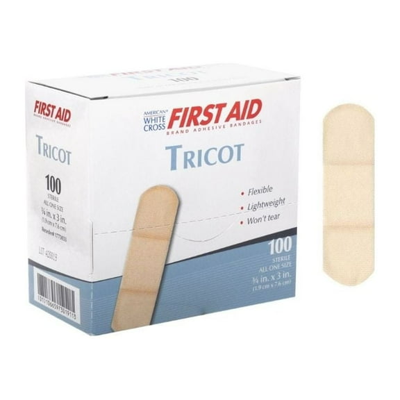 3/4" x 3" Strip Tricot Bandages Sterile - Flexible 100/Box (1 Box)
