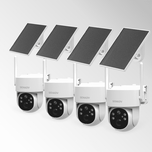 Wireless Security Camera Solar Battery Powered System 2K PTZ AI Motion Detection,Color Night Vision,Indoor Outdoor 4Pack