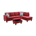 thumbnail image 2 of Starhome L Shaped Red Couch with Storage Ottoman(Pillows Included) Microfiber, 2 of 7