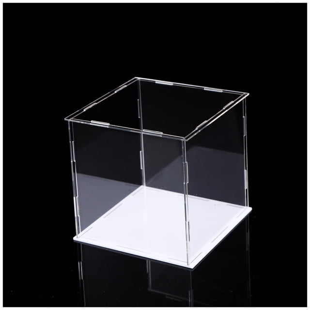 thinsony Display Case Countertop Dustproof Protection Clear Square Organizer Stand Self-assembly Home Decor for Doll Toy Collectibles 8*8*8