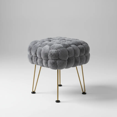 thumbnail image 6 of Home Soft Things Fox Faux Fur Pouf Stool Ottoman - Cloudburst - 17x17x17", 6 of 11