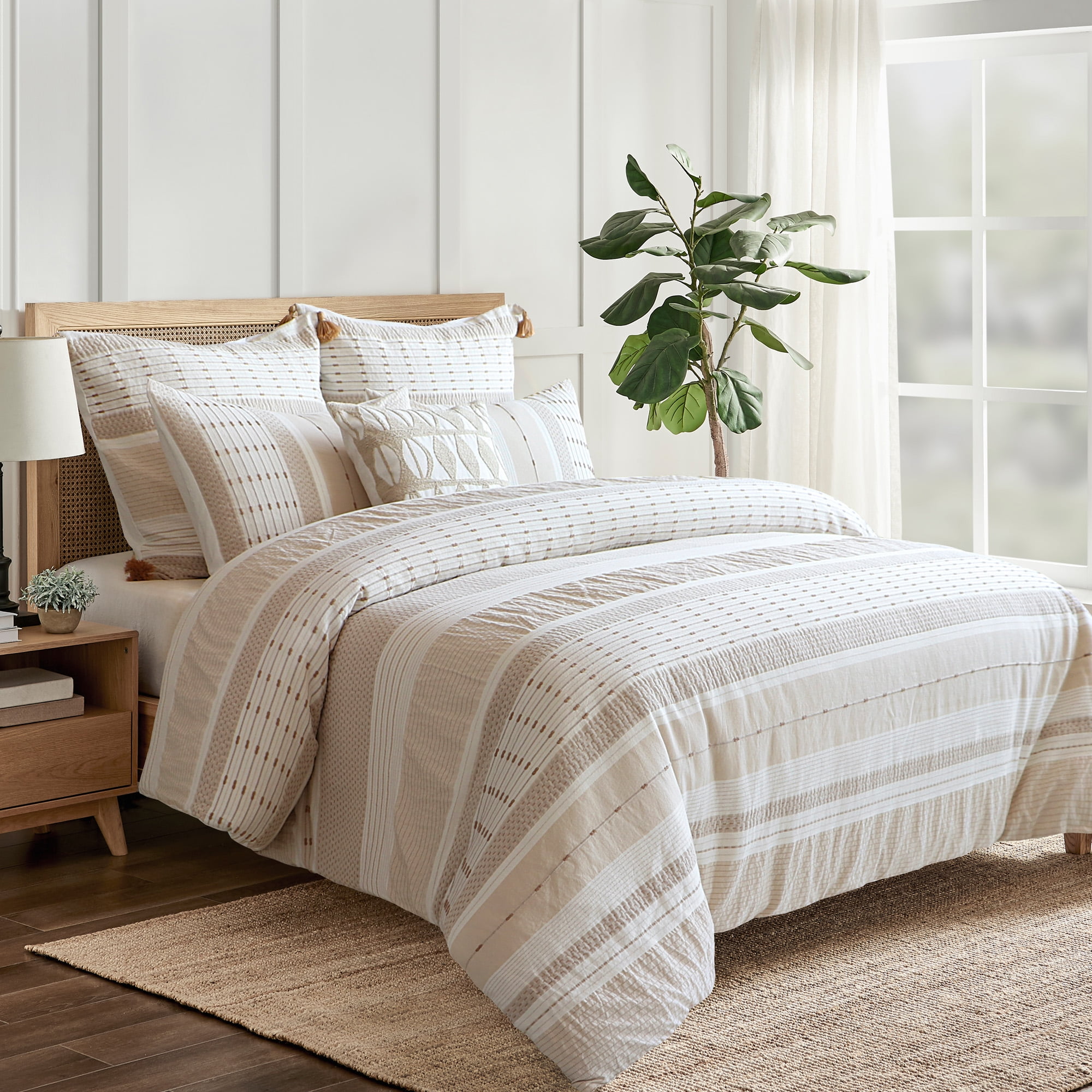 Levtex Home - Pickford Beige Duvet Cover Set - Full/Queen Duvet Cover + Two Standard Pillow Cases - Jaquard - Beige, Taupe and Cream - Duvet Cover (90 x 94in.) and Pillow Case (26 x 20in.) - Cotton