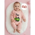 thumbnail image 5 of Qmyliery Newborn Baby Girl Fall Outfit Football/Golf Print Long Sleeve Ribbed Romper Bow Headband 2 Piece Set, 5 of 9