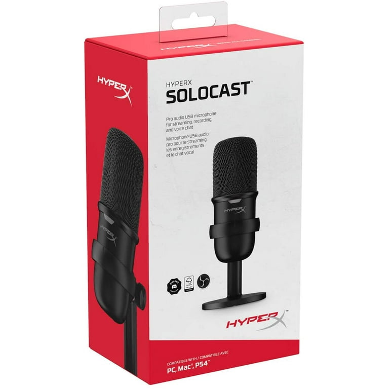 HyperX SoloCast – USB Condenser Gaming Microphone, for PC, PS4, and Mac,  Tap-to-mute Sensor, Cardioid Polar Pattern, Gaming, Streaming, Podcasts,  Twitch, , Discord 