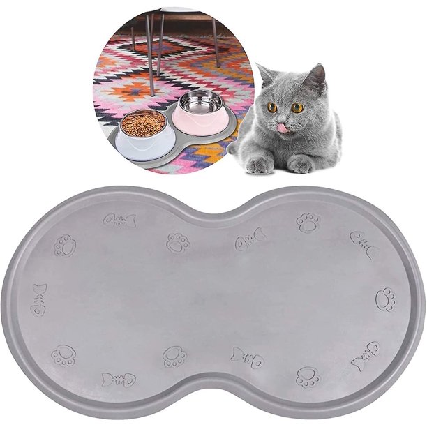 Estera de alimentación para mascotas, esteras para gatos y perros compatibles con alimentos y agua, estera de alimentación flexible y fácil de limpiar, estera de alimentación impermeable antideslizant Afortunado Sencillez