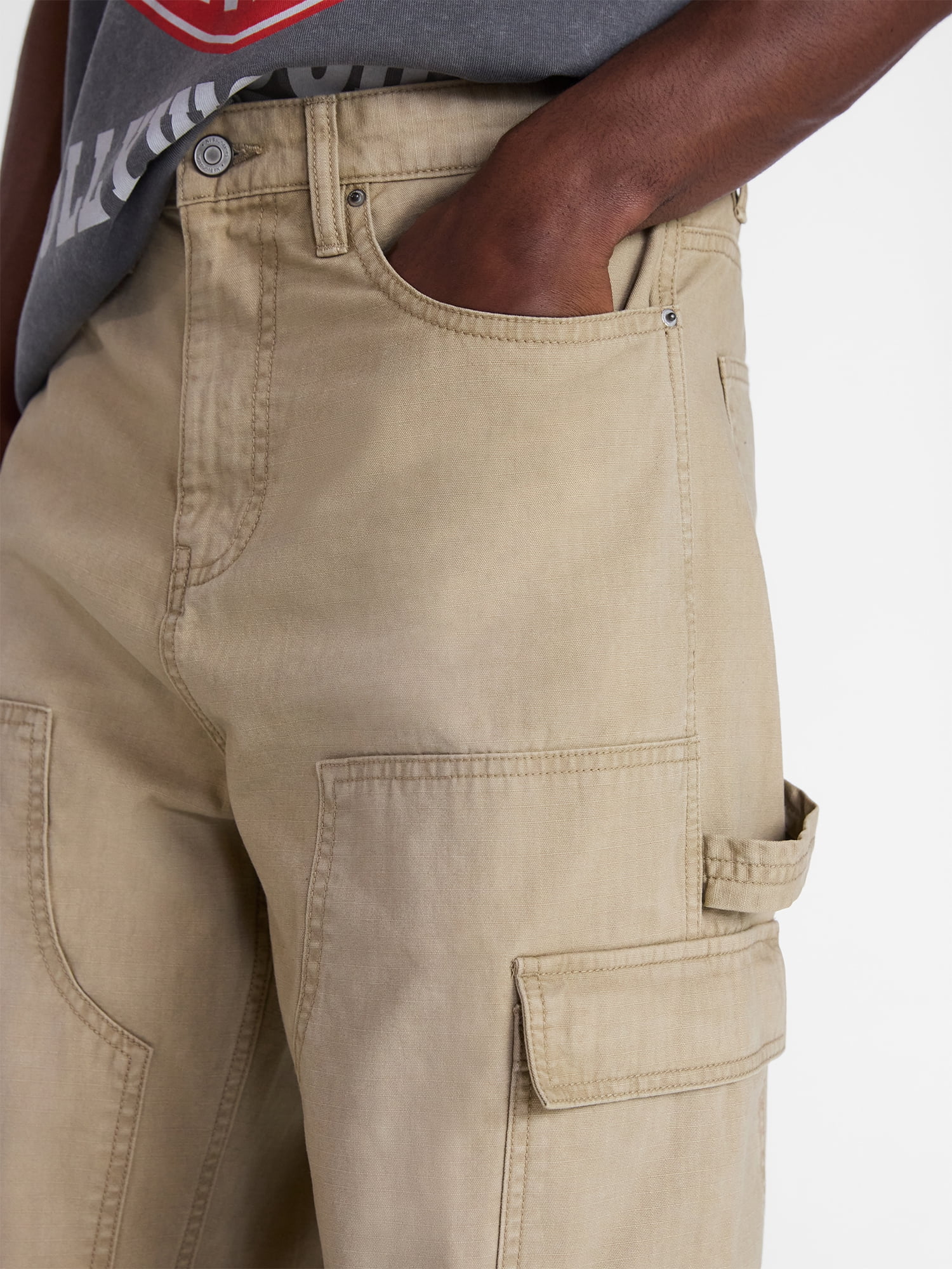 No Boundaries 100% Cotton Loose Fit Carpenter Pants, Men's Sizes 28-44