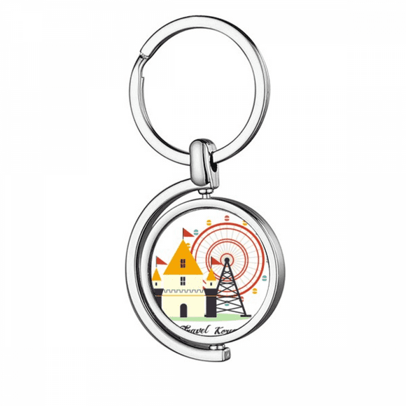 Visiting theme park in South Korea Rotating Keychain Metal Keyring Holder