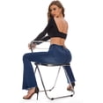 thumbnail image 5 of Pantalones vaqueros acampanados elásticos curvos de forma completa para mujer Blue-24 Short, 5 of 5
