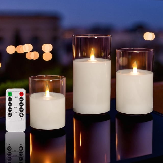 Set de 3 Velas LED Pilar Sin Llama NICEME con Control Remoto