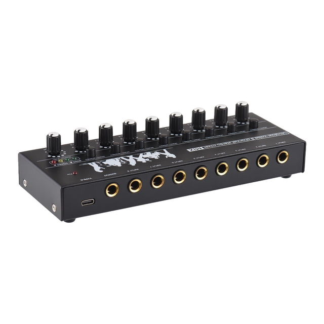 Mixer 8 Channel Audio Mixer Mono/Stereo Switching Audio Mixer with Level Indicator Light 6.35mm TRS/TS Input Metal Iron Shell Type-C Audio Processor Mixer Independent Volume