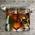 thumbnail image 3 of Ambesonne Tiger Quilted Bedspread Set 3 Pcs, Nature Wildlife, King Size, Multicolor, 3 of 3