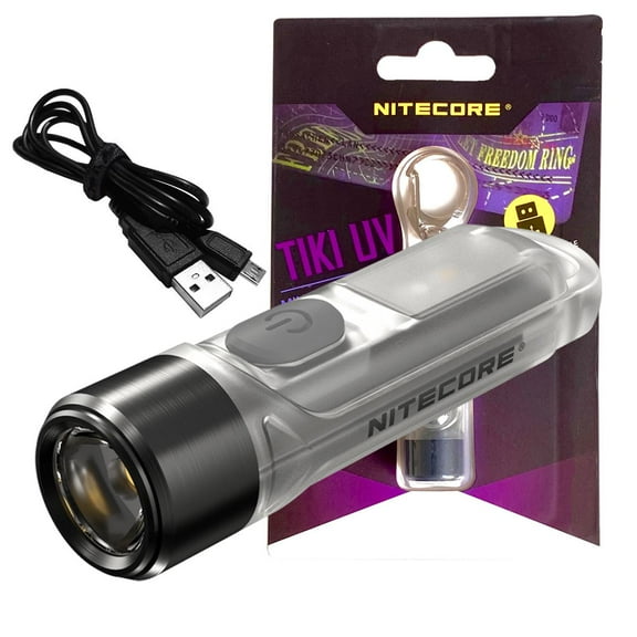 NITECORE TIKI UV Mini Futuristic LED Keychain Light-Built-in Rechargeable Li-ion battery w/ Free ECO-SENSA Micro USB Cable