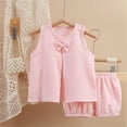 thumbnail image 3 of Scyoekwg Girls Clothes Toddler Baby Girl Summer Outfit Solid Color Sleeveless Tank Top Elastic Shorts Set 2pcs Girls Clothes Set Pink3 Years, 3 of 3