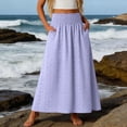 thumbnail image 2 of Aihuaihua Womens Boho Maxi Skirt Summer Eyelet Hollow Flowy Skirts High Waist Casual Skirt with Pockets A Line Pleated Vacation Skirts Purple S, 2 of 6