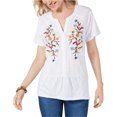 thumbnail image 1 of Blusa con volantes Style & Co. Floral para mujer blanca extragrande, 1 of 1