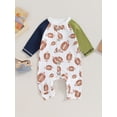 thumbnail image 2 of Honganda  0-12 Months Baby Boy Button Romper Rugby Print Contrast Color Long Sleeve Jumpsuit for Infant Toddler Fall Clothes, 2 of 8