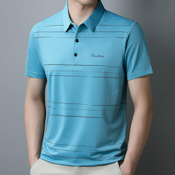 QUINDOS Shirts for Men Big and Tall Polo Collared Short Sleeve Casual Shirts Solid Summer Loose Golf T-shirts