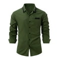 thumbnail image 3 of lkfuzj Men Casual Fashion Turn-down Collar Long Sleeve Breathable Shirt Blouse Tops Mens Dress Shirts Cool TShirts Tops For Men Army Green, 3 of 8