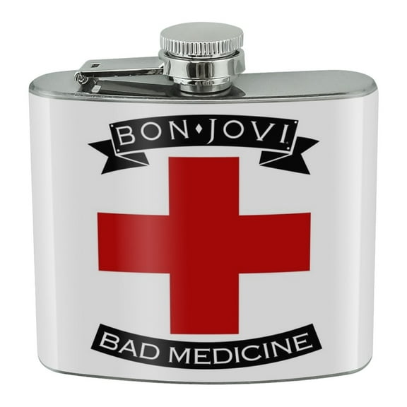Bon Jovi Bad Medicine Stainless Steel 5oz Hip Drink Kidney Flask