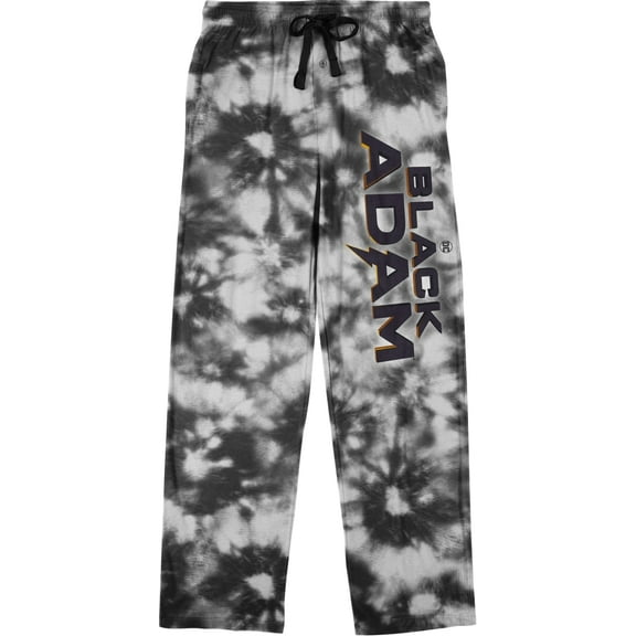 Black Adam Movie Logo Men's Black and White Tie Dye Sleep Pajama Pants