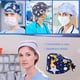 thumbnail image 3 of Paquete De 4 Gorros De Trabajo Para Enfermera, Servicio Prolongado, Color Puro, Botón Pulido Opaco, Gorros De Trabajo Multifuncionales Unisex, Uniformes De Trabajo Kearding AP008643-13, 3 of 5