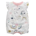 thumbnail image 3 of WIBACKER 100% Cotton Infant Baby Girl Snap-up Rompers, 0-24M,Ruffle Sleeve Toddler Summer Rainbow Jumpsuit, 3 of 9