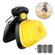 ORIA Pooper Scooper, Portable Dog Poop Scooper, Sanitary Dog Waste Pick Up, Dog Waste Cleaner with Bag Dispenser and 3 garbage bags, Yellow