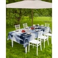 thumbnail image 4 of nqOlkjepod Navy Blue Palm Leaves Outdoor Tablecloth with Umbrella Hole & Zipper, Tropical Botanical Vintage Rectangle Table Cover 60x84 Inch, Dining Waterproof Table Cloth Protector for Patio/Party, 4 of 7