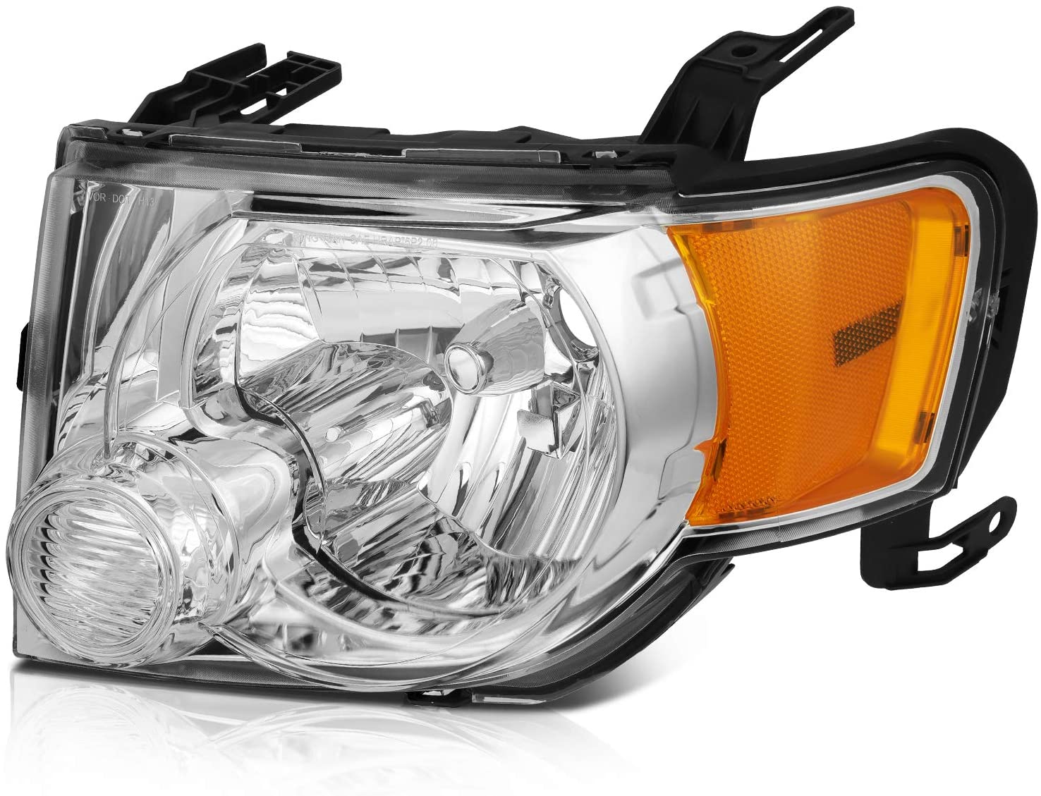 ECCPP Headlights Assembly Direct Replacement For Ford For Escape 2008-2012 Headlamps Chrome Housing Amber Reflector Clear Lens Left+Right Side