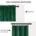 thumbnail image 3 of XWZO Green Velvet Curtains for Christmas Decor Set of 2, Rod Pocket Blackout Curtains for Bedroom Living Room with Tiebacks, 52"W x 84"L, 3 of 9