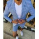 thumbnail image 2 of Conjunto de traje de chaqueta para hombre, conjunto de 2 piezas de chaqueta y pantalones cortos de dos botones con solapa con muesca y rayas verticales informal para hombre, 2 of 3
