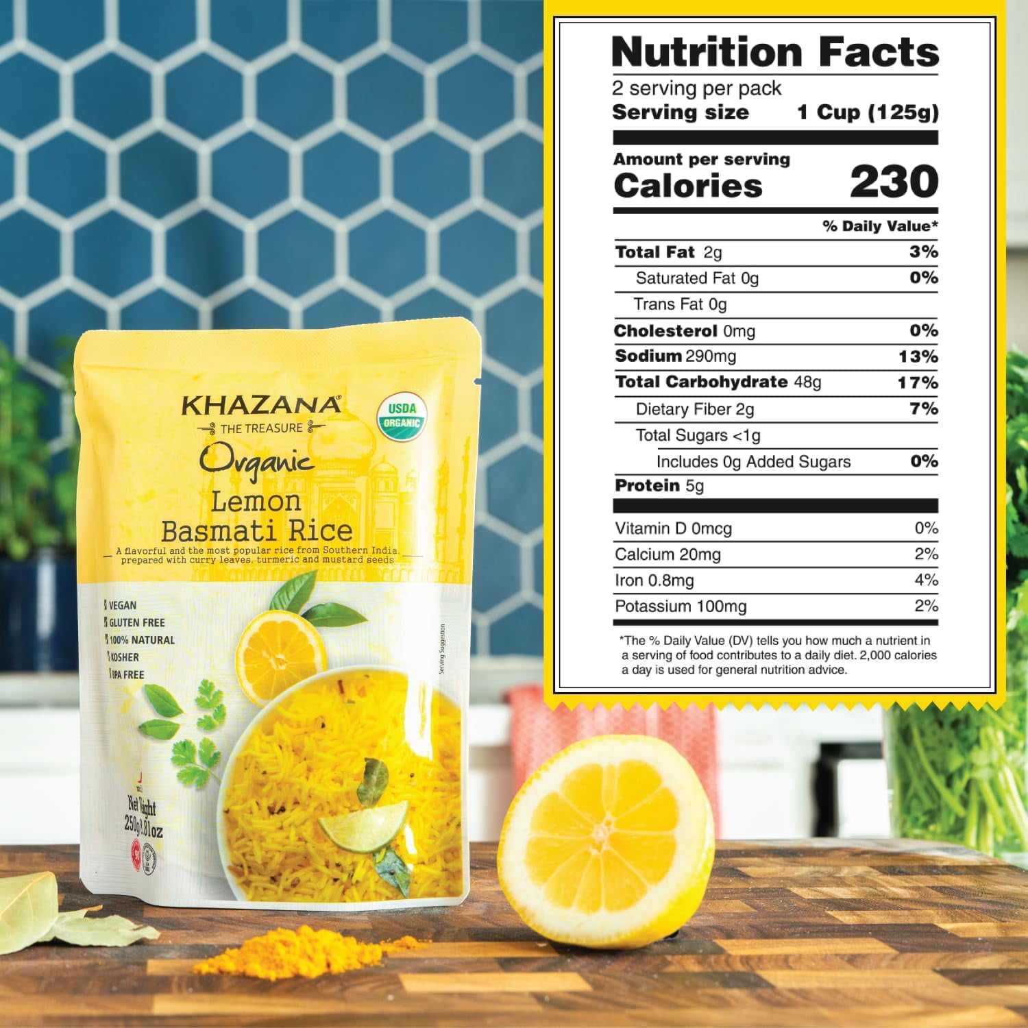 (Pack Of 6) Khazana Rice Basmati Lemon Ready To Eat 8.81 Oz