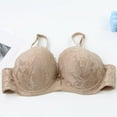 thumbnail image 4 of Fatuov Lace Wire Bras for Women Solid Color Push Up Soft Everyday Bra for Vacation, Supportive Full Coverage Lightly Lined Bra 38C, Khaki, 4 of 4