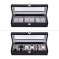 thumbnail image 5 of Caja para 6 relojes con ventana de cristal 34,5 x 11 x 8,5 cm fabricada en polipiel y horquilla terciopelo con acero chapado en metal negro, 5 of 5