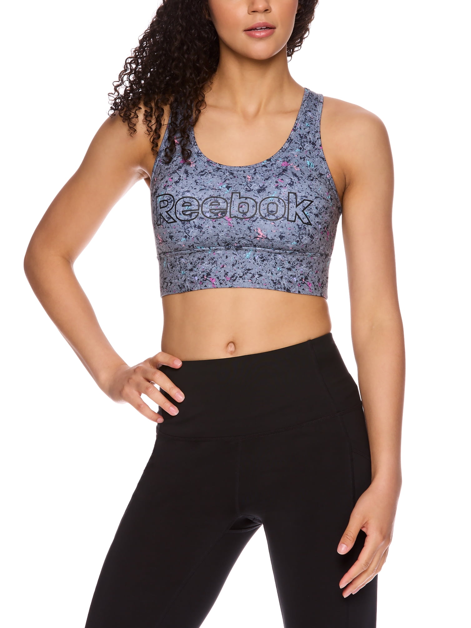 Reebok United by Fitness Graphic Sports Bra, Medium Impact, Dark Orchid, S  : : Clothing, Shoes & Accessories