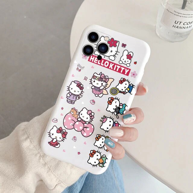 Phone Case for For Apple iphone 12 Pro Max 11 Mini Girls Anti-drop Cartoon Cinnamoroll Kuromi Hello Kitty Silicone Printed Cover ZR