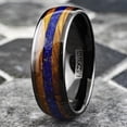thumbnail image 4 of Men's Wedding Band Ring - Black Blue Lapis Lazuli Whiskey Barrel - Wedding Rings for Men and Women, 4 of 5