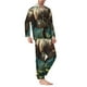 thumbnail image 2 of Balery Green Forest Dinosaur Pijama para Hombre de Dos Piezas con Manga Larga, Conjunto de Dormir y Descanso Suave con Bolsillos-Medium, 2 of 7