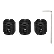 Uxcell 3 Pcs Aluminium Potentiometer Knobs, 1/4" (6mm) Universal Volume Tone Control Knobs with Arrow Indicator for Guitar, 1/2" Black
