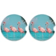 thumbnail image 2 of FREEAMG 2 Pack Palm Flamingo Car Cup Holder Coaster Anti Slip Car Coasters Drink Coaster Cute Auto Interior Accessories for Women & Men 2.5", 2 of 6