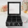 thumbnail image 2 of Wooden 9 Grids Tea Box Tea Bags Container Storage Box Square Gift Box Case Transparent Top Lid, 2 of 5