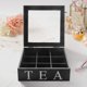 thumbnail image 2 of Wooden 9 Grids Tea Box Tea Bags Container Storage Box Square Gift Box Case Transparent Top Lid Jewe, 2 of 4