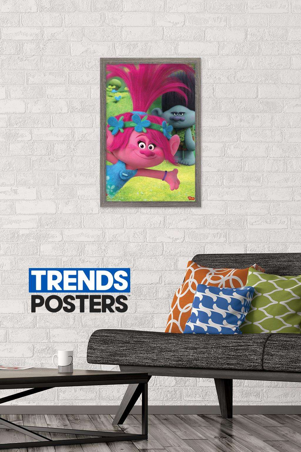 DreamWorks Trolls - Fun Wall Poster, 14.725" x 22.375", Framed